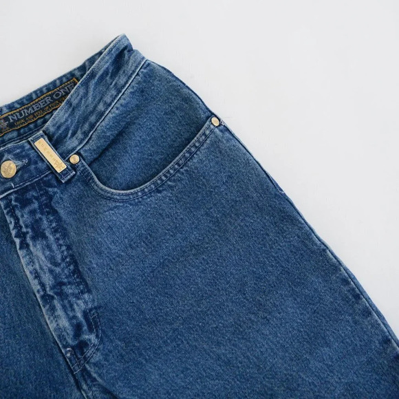 Vintage 80's Number One Trussardi Tapered Leg High Waisted Denim Mom Jeans 30 - Picture 7 of 15